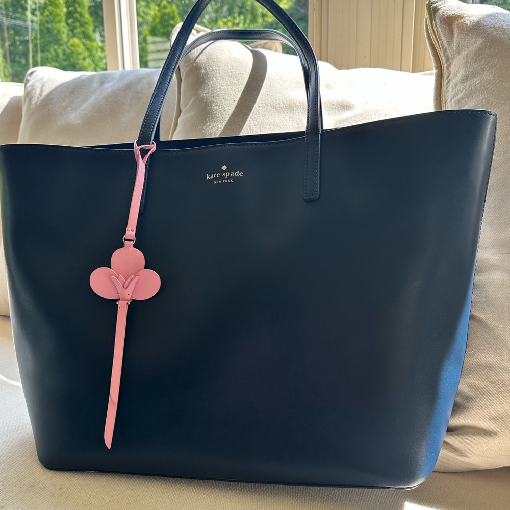 Kate Spade Dark Blue Tote with Pink Accent - Picture 3 of 10